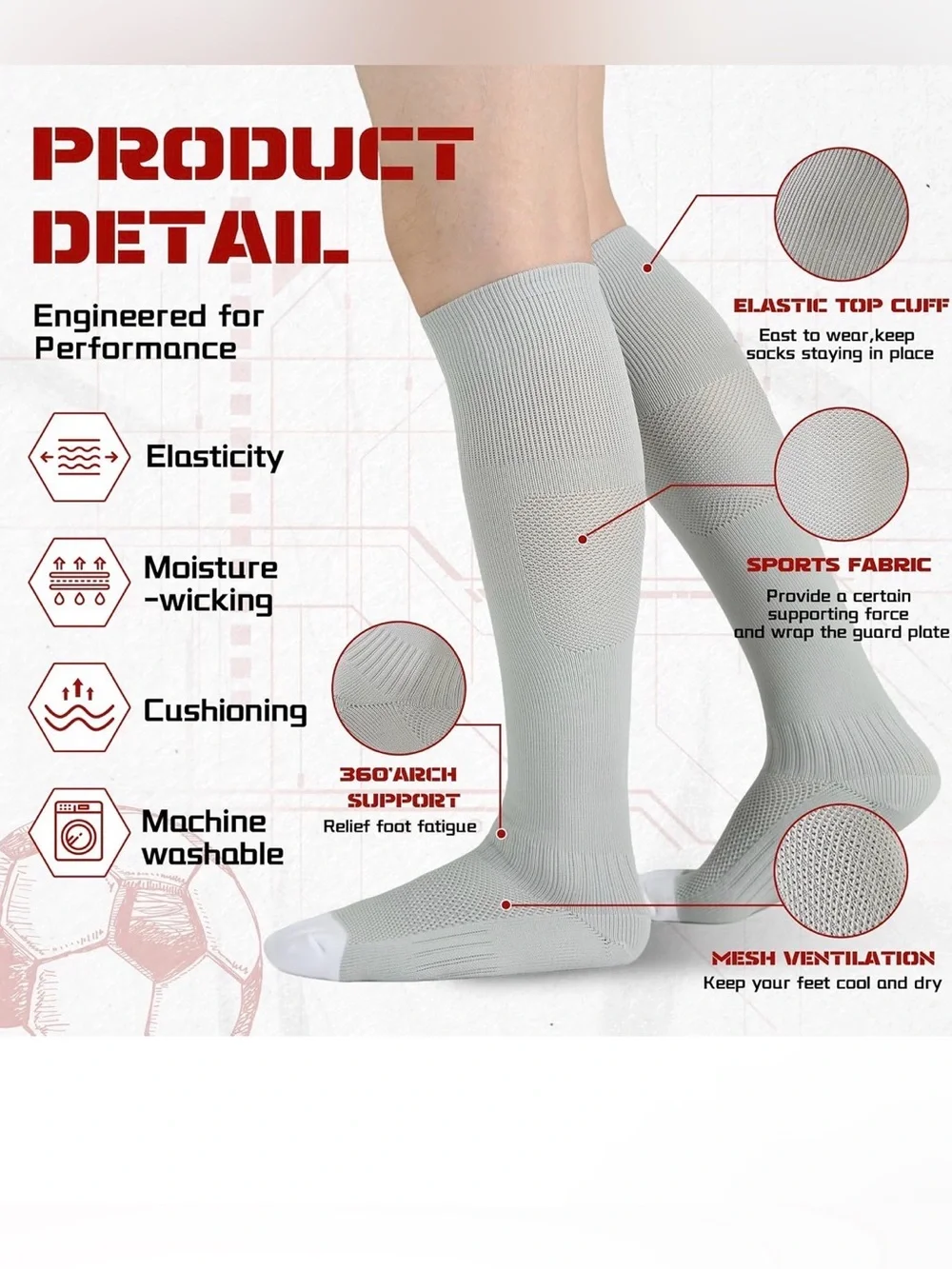 Sunew Gray Knee-High Athletic Socks - 2 Pair Size 8-12 Youth S/M